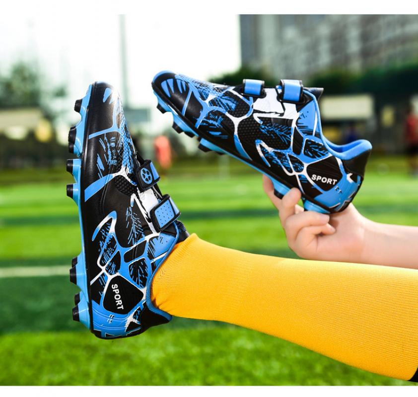 2026 football shoes with Velcro fasteners, large size, for children, boys and girls, with long and short spikes, suitable for primary and secondary school competitions and training, unisex