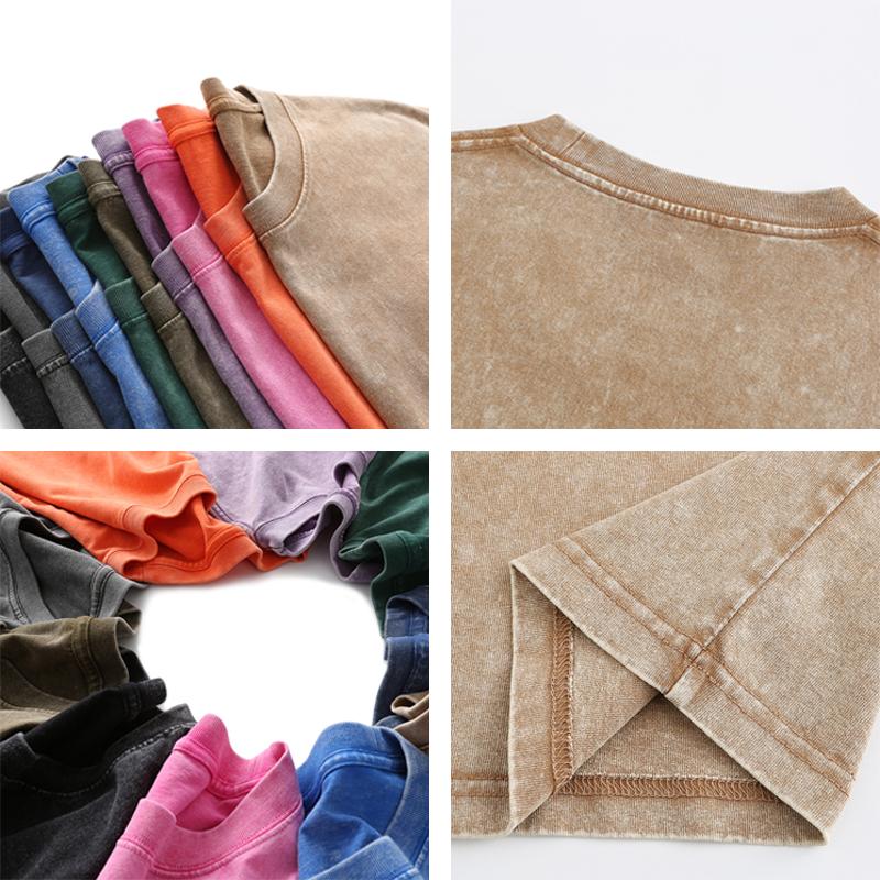 12 Color 300G Unisex Washed T-Shirt Soft Cotton Crew Neck Tee Breathable  Classic Loose Fit Perfect for Daily Wear & Casual Outings Men's & Women's Fashion