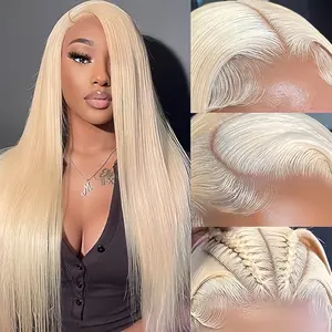 Dachic Hair 613 Blonde Straight Wig 13x6 HD Transparent Lace Frontal wig for Women Pre Plucked with baby hair Human Hair wigs 180% Density