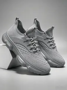 Men Minimalist Commute Fish Scale Flyknit Air Cushion Sneakers, 3D fish scale flyknit mesh wicks sweat well, full visible transparent air cushion delivers strong shock absorption, deep anti-slip durable tread fits various grounds, perfect for office commu