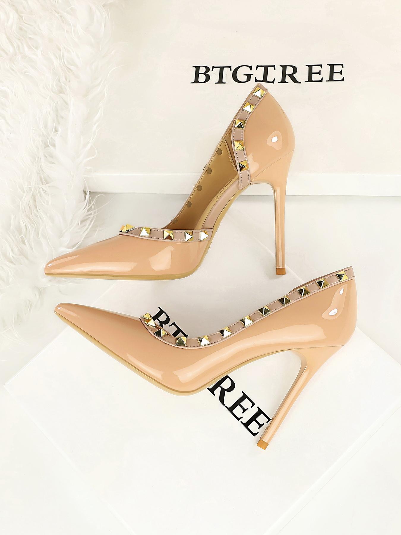 Women's Fashionable Studded Decor High Heel Shoes, Stylish Elegant Pointed Toe Slingback Pumps, Stiletto Heels for Party, Daily Clothing Decor for Women & Girls, Classy, Shoe Embellishments