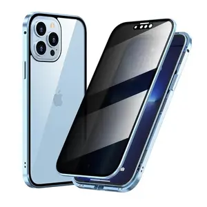 Anti-peeping Double Sided Magnetic Adsorption Case For iPhone17 16e 16 15 14 13 12 11 Pro Max XR Privacy Screen Shockproof Cover