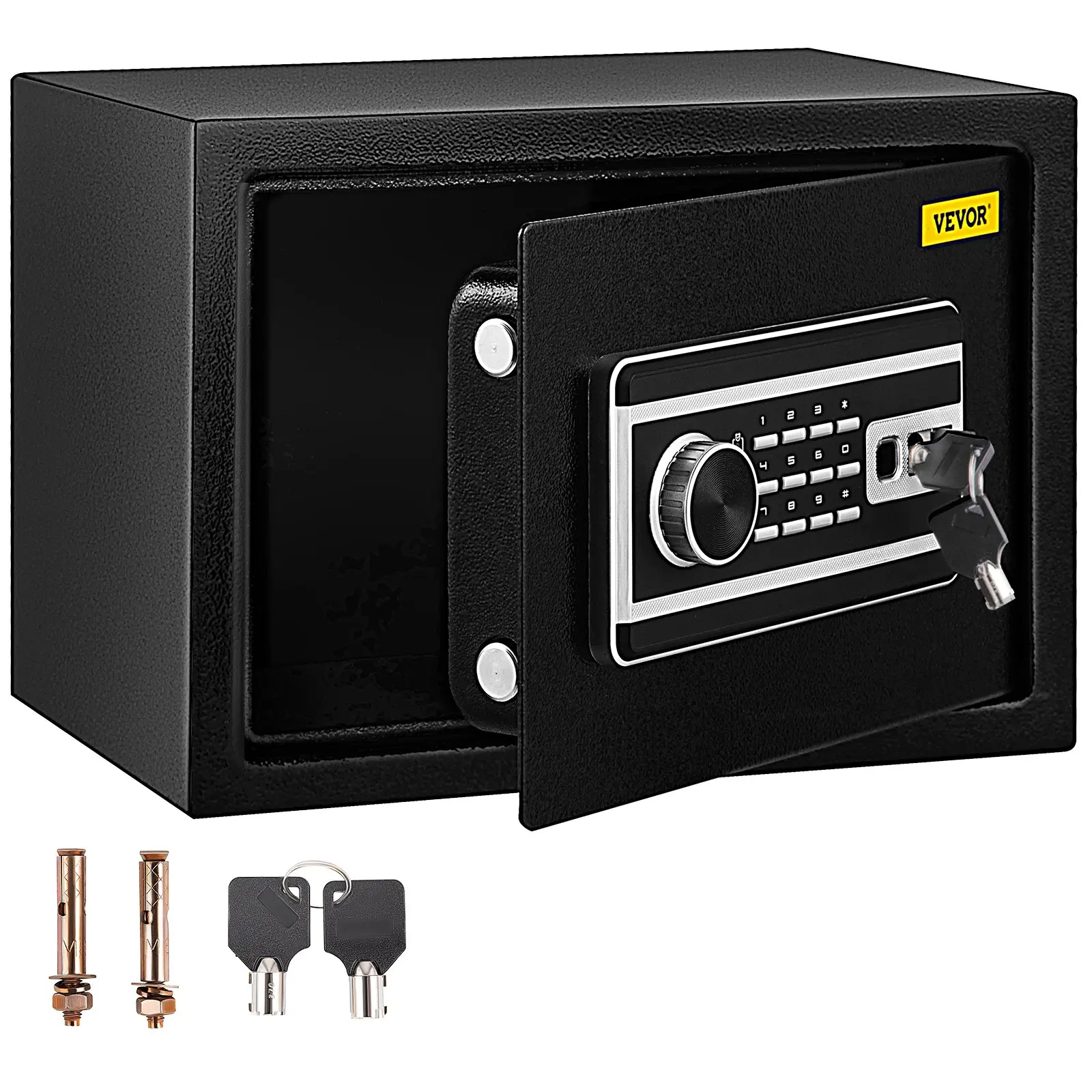 Safe Box, 0.8 CU. FT Fingerprint Safe Box for Money with 2 Keys Digital Keypad, Q235 Steel Safe Box for Storing Cash, Jewelry, Pistols, Documents, Watches in Home Office Hotel
