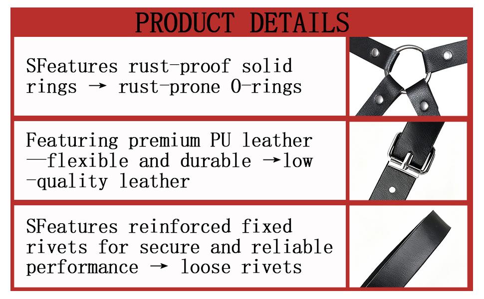 GothicThigh Harness for Women, Adjustable Leather Garter Belt with Leg Straps, Punk Body Chain for Halloween Cosplay Party, Club Rave Fashion Accessory