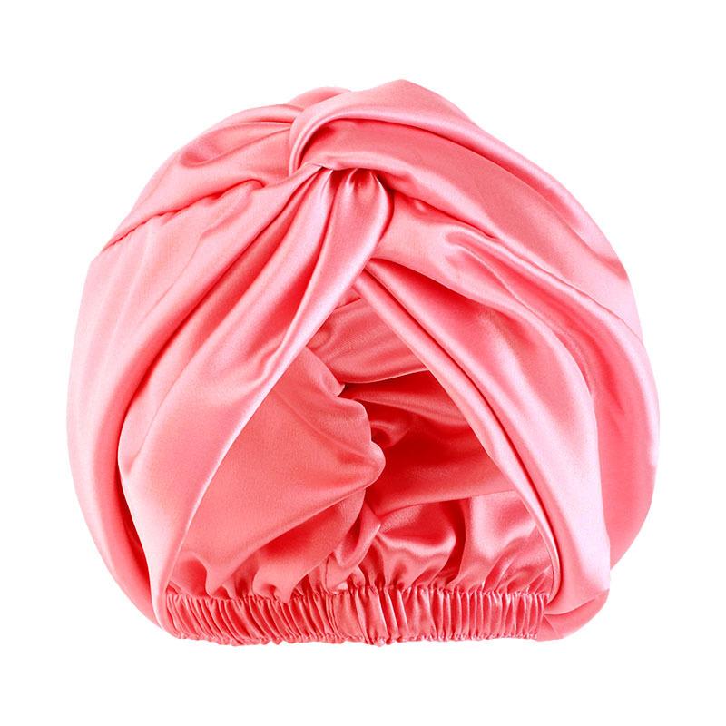 Fashion Satin Double Layer Sleep Cap, Cross Twist Shower Cap, Beauty Head Wrap