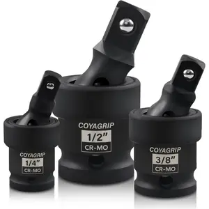 Joint Swivel Set, 3-Piece 1/2'', 3/8'', 1/4'' Drive U-Joint Set, CR-MO, Wobble