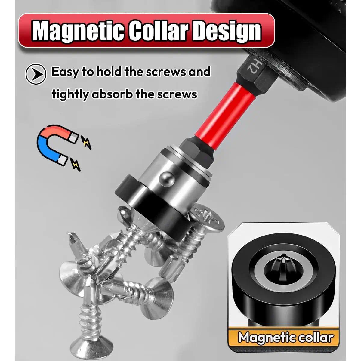 5pcs Drywall Bit Attachment with Depth Stop, PH2 Magnetic Drywall Screwdriver Bits for Countersinking Drywall Screws in Plasterboard, 1/4 Inch Hex Shank Plasterboard Bit, Screwdriver Bits Set