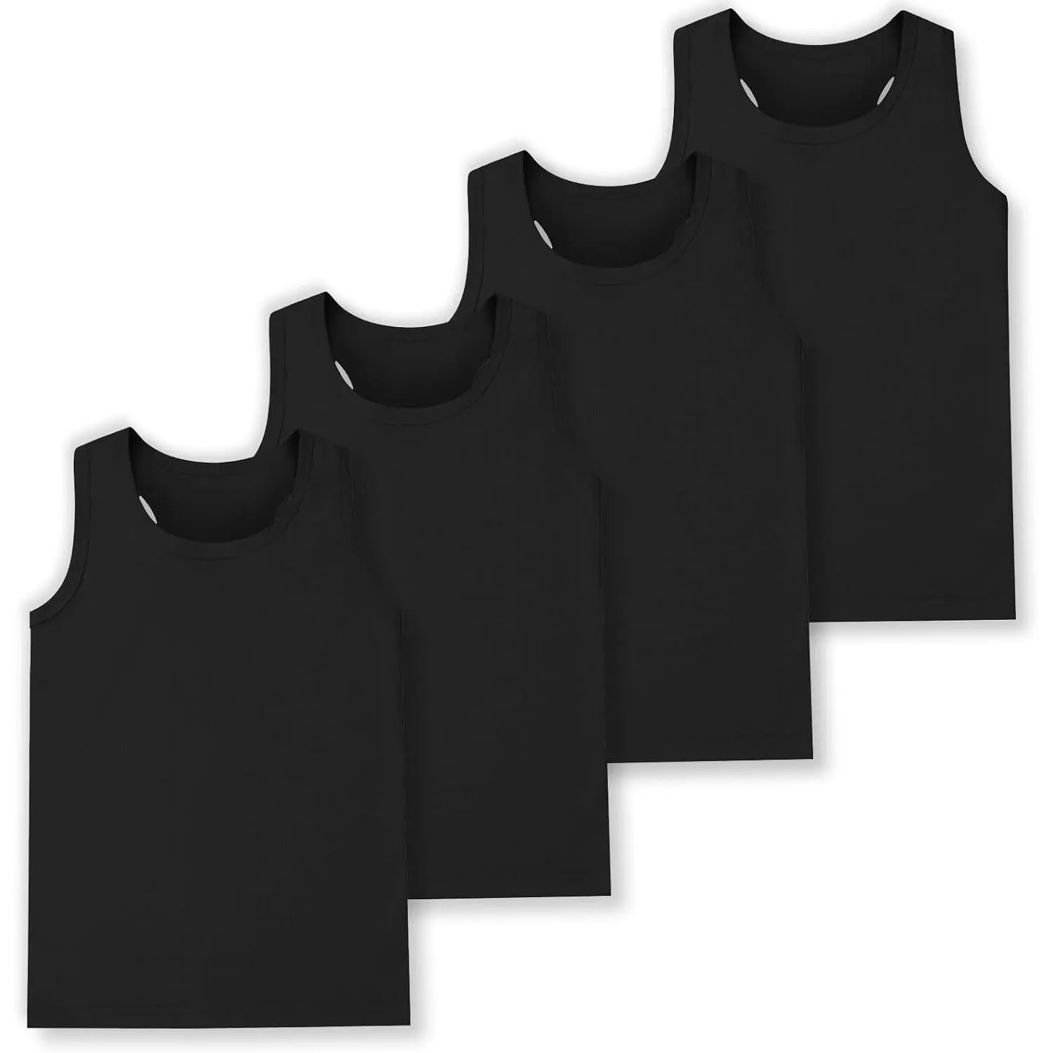 4-Pack Girls Tank Tops Cotton Sleeveless Teen Tank Tops for Girls Age 2-16Y 100% Cotton Crew Neck Girls Undershirts,Soft Basic Casual Kids Toddler Tank Tops,Breathable Racerback Dance Tops for Ballet
