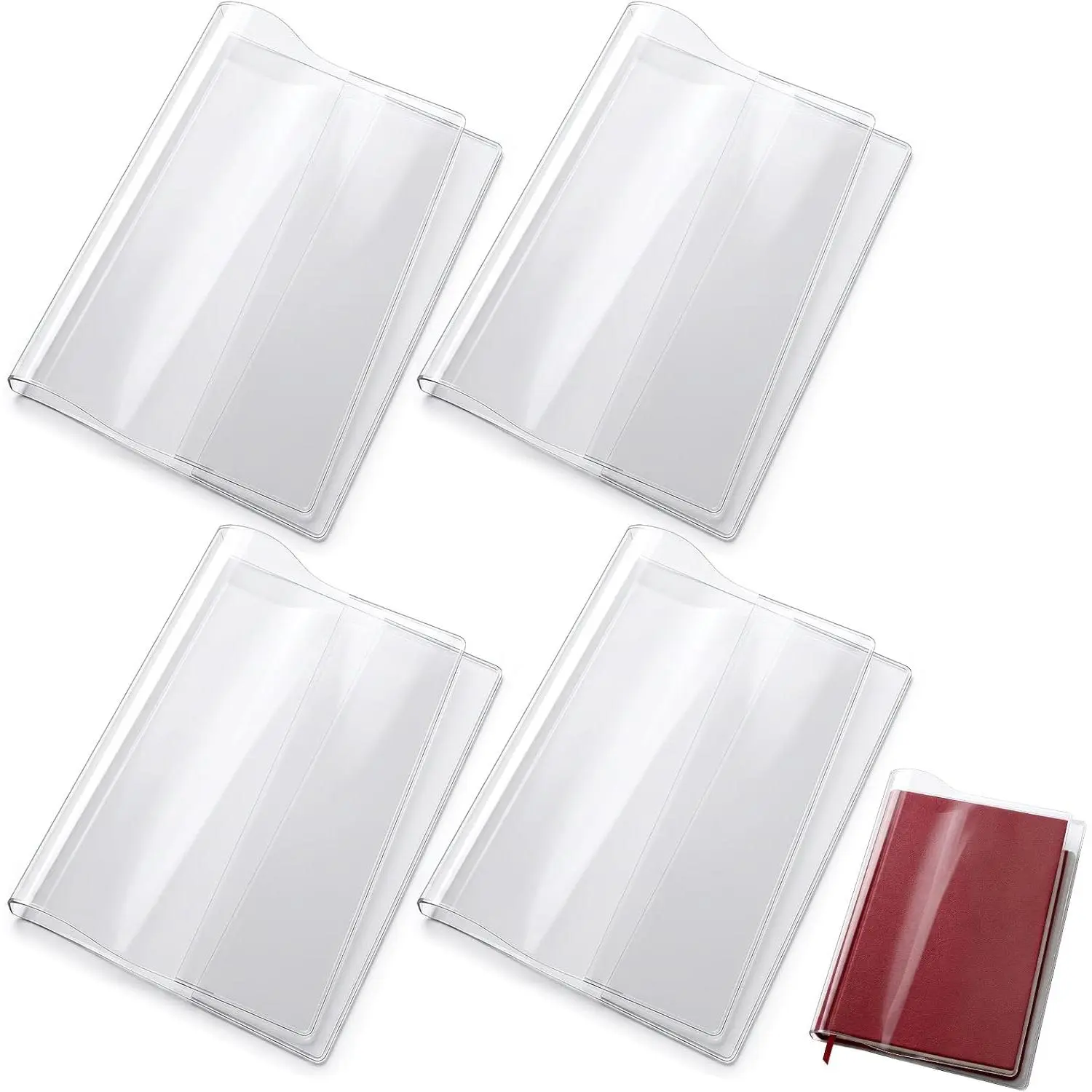4 Pack A5 Clear Cover,  Notebook Cover 8.3 x 5.8 Inches | Plastic Sleeves Transparent Slip  Book Covers for Journal Weeks Planners Office Notebook