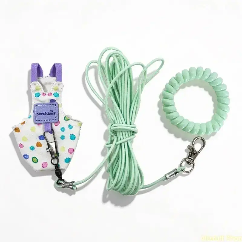 Ultra light, portable bird training leash, elastic free-flight rope for parrots,flight suit set (including anti-bite leash)—suitable for safe indoor outdoor flight training  protectioncomfortable parrot flight suit, ideal for outdoor walks preventing camp