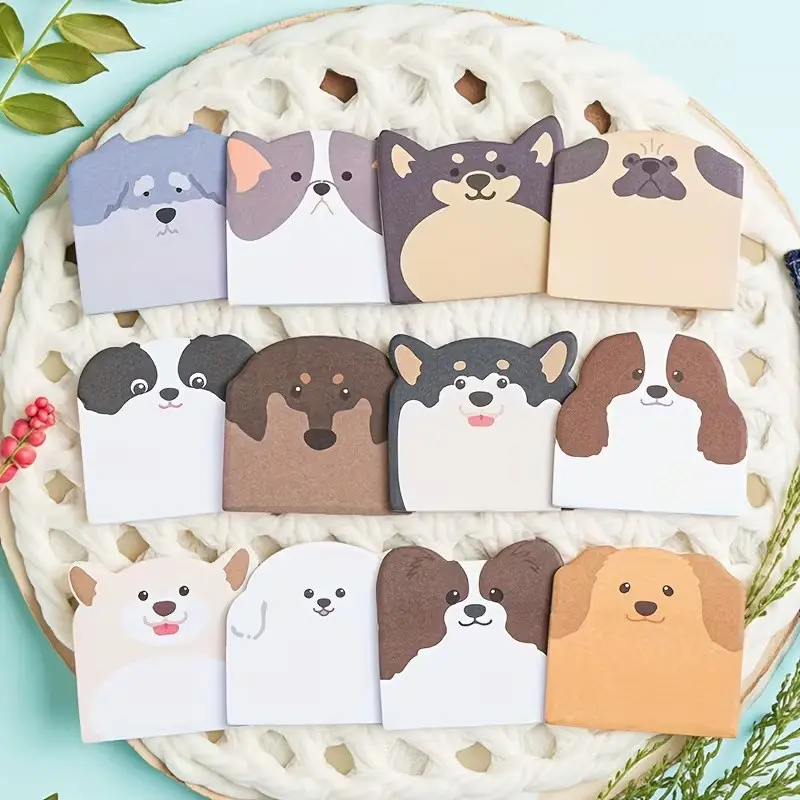 Cute Dog Theme Sticky Notes, 150 Sheets Random Pack, Office Memo Stickers, DIY Scrapbook Decor, Reusable Write-On Stickers, Multiple Animal Designs, Decorative Stickers