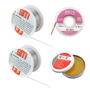 Soldering Tool Kit, 2 Pack of 0.6mm Solder Wire (1.76oz / 50g) + Rosin Flux Paste (0.35oz / 10g) + No-Clean Soldering Core, Designed for Electronic Repair and DIY