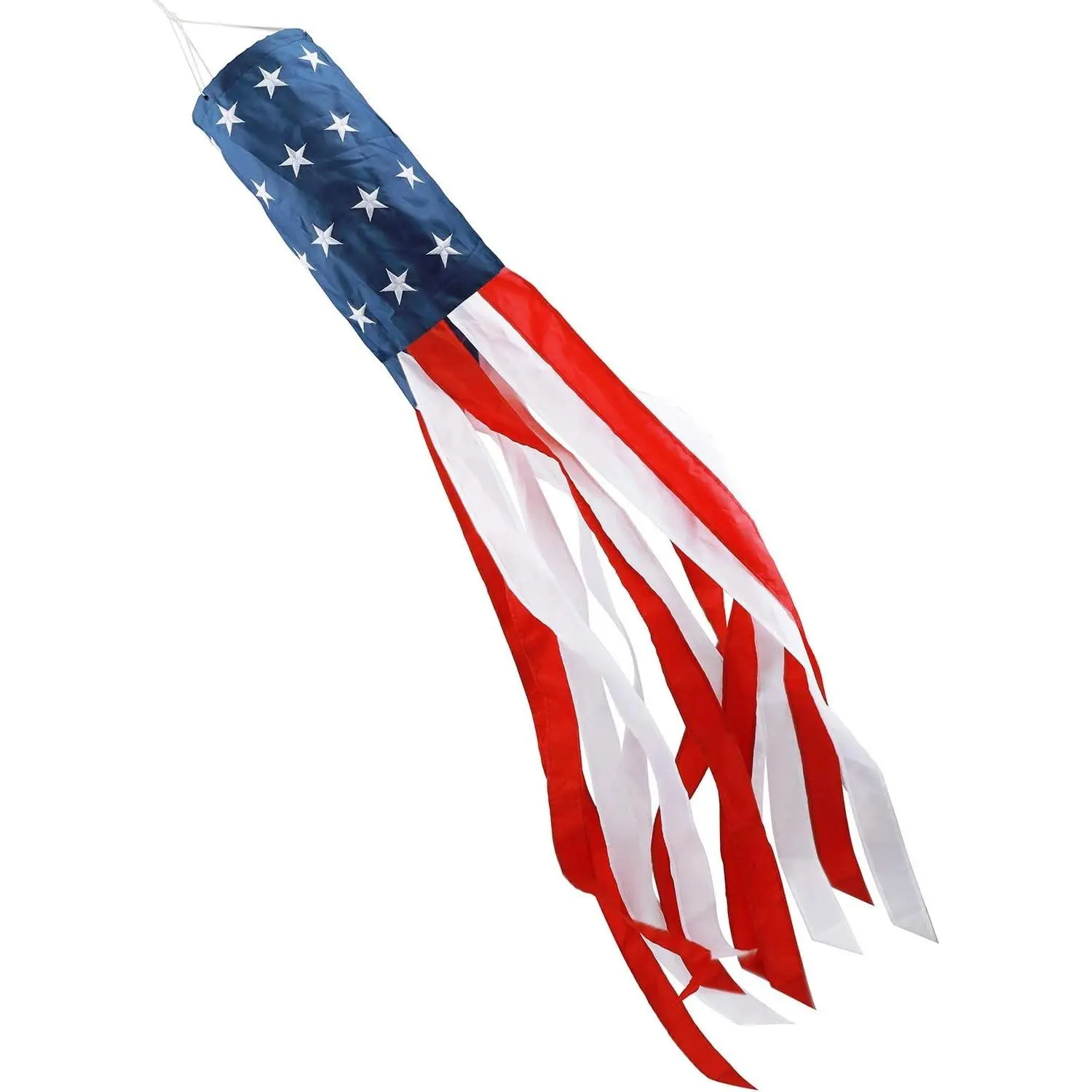 4th Of July Decorations,40 Inch American Windsock,American Wind Socks for Outside Heavy Duty,Patriotic Memorial Day Decor USA Flag Windsocks With Embroidered Stars,Red White and Blue Windsock
