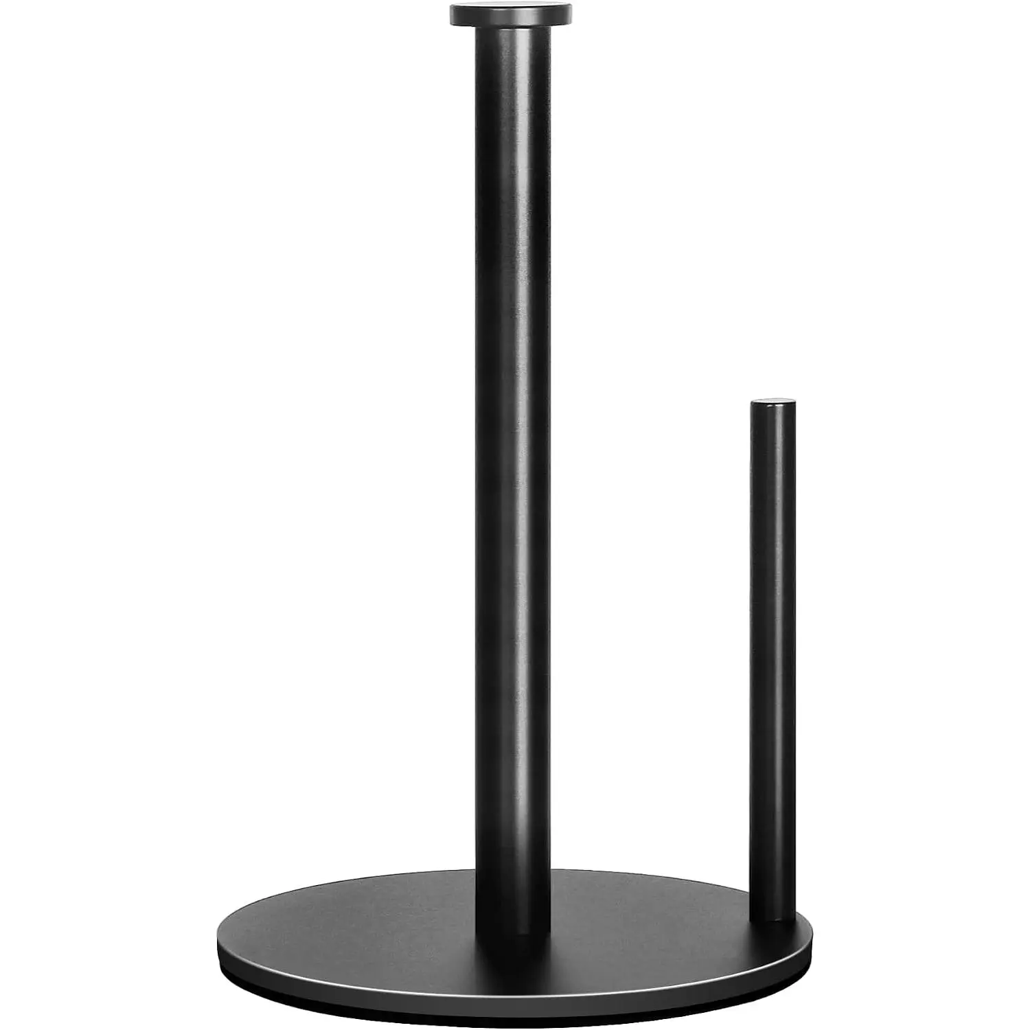 Stainless Steel Round Standing Paper Towel Dispenser - Countertop Smooth Pad Holder for Standard and Large Rolls, Matte Black