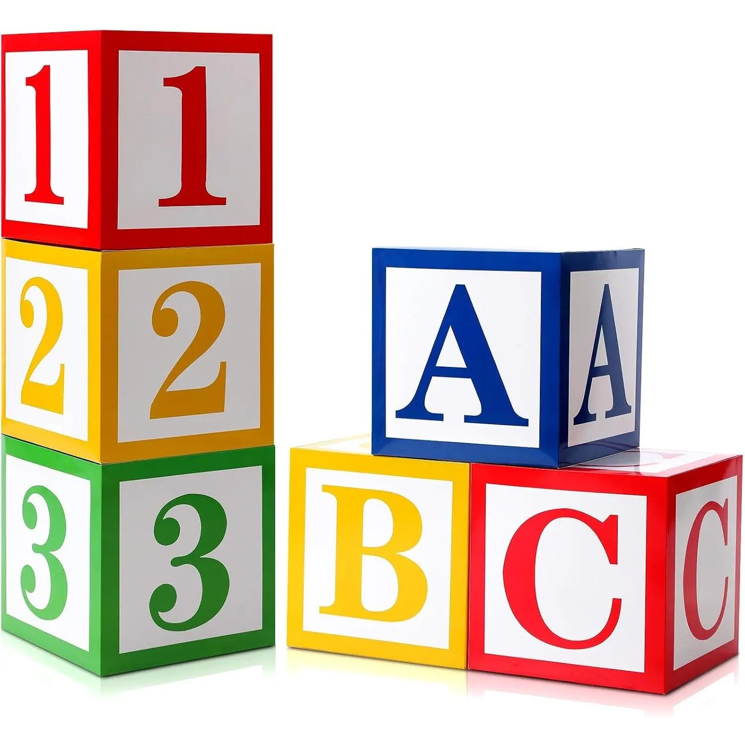 6 Pcs ABC 123 Balloon Box Back to School Party Decorations | Stackable Alphabet Number Boxes for Kid Birthday, Classroom Event, Preschool Kindergarten First Day Photo Props