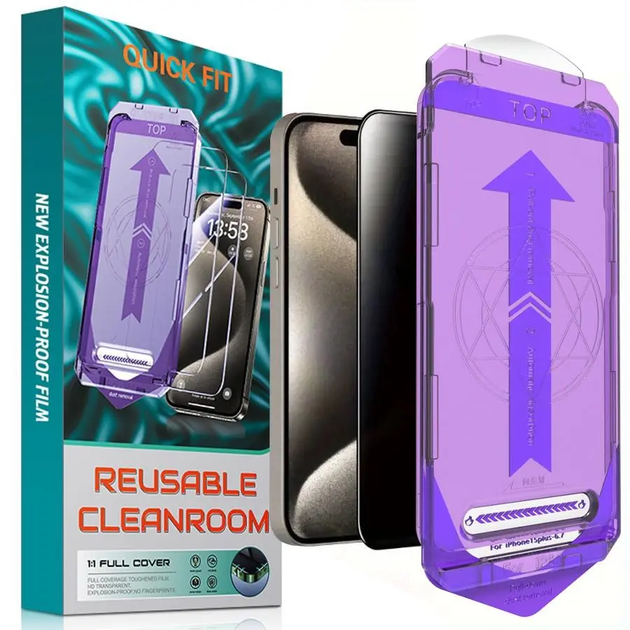 【Dust-Free Tray Auto-Install】(1 Pack) Privacy Screen Protector Tempered Glass Phone Protective Film For iPhone, Optical Clear/Privacy Protection-Anti-Spy AF Vacuum plating Tempered Glass, Anti-Fingerprint, Sensor & Case Friendly