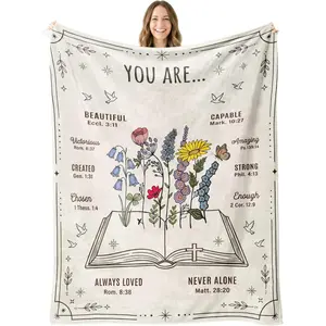 1PC Christian Blanket Birthday Gifts for Women, Spiritual Baptism Religious Gifts for Bestie, Sister, Daughter, Mom, Soft Lightweight Cozy Throw Blankets Decor for Home Bed Couch
