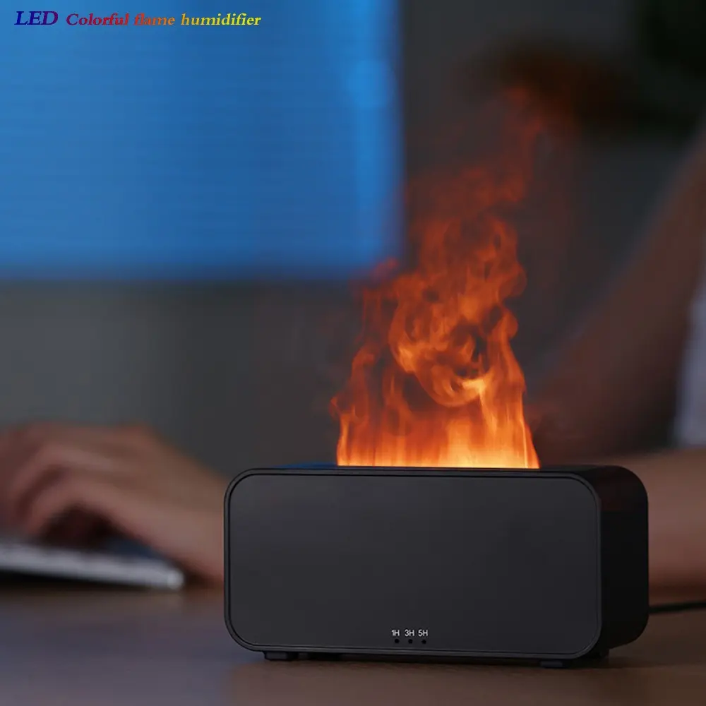 One piece of Portable LED Multi-Colors High-Fidelity Remote-Controlled Flame Humidifier, No water to off power auto for Home Use, Enhances Ambiance & Comfort