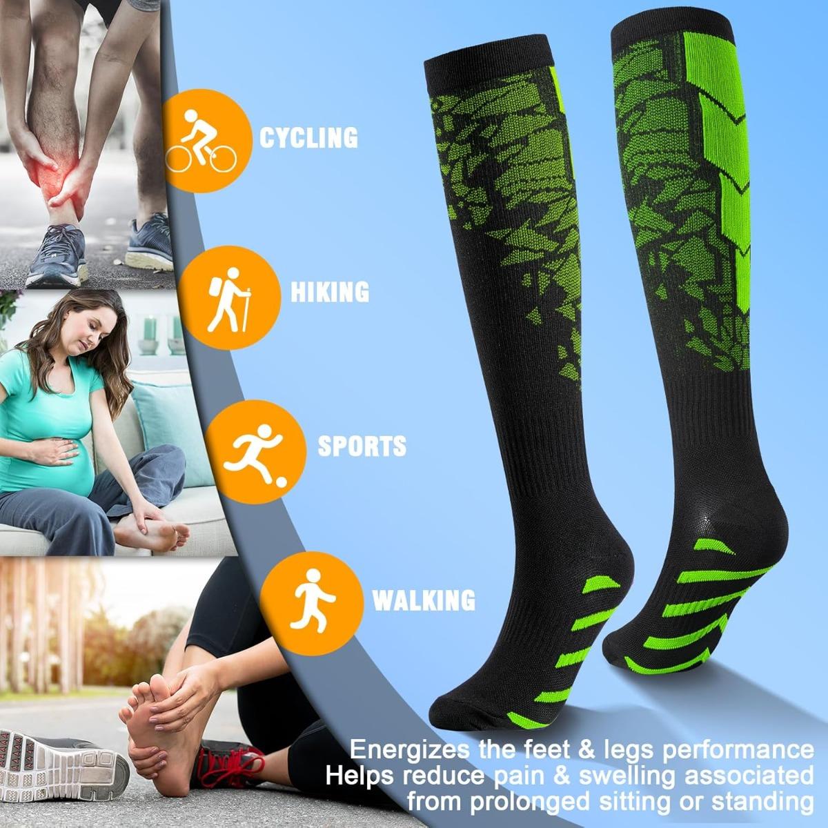 6-Pair Pack Unisex Compression Socks - Copper Ion Compression Socks, Suitable for Medical Use, Running, and Sports, Promotes Blood Circulation.