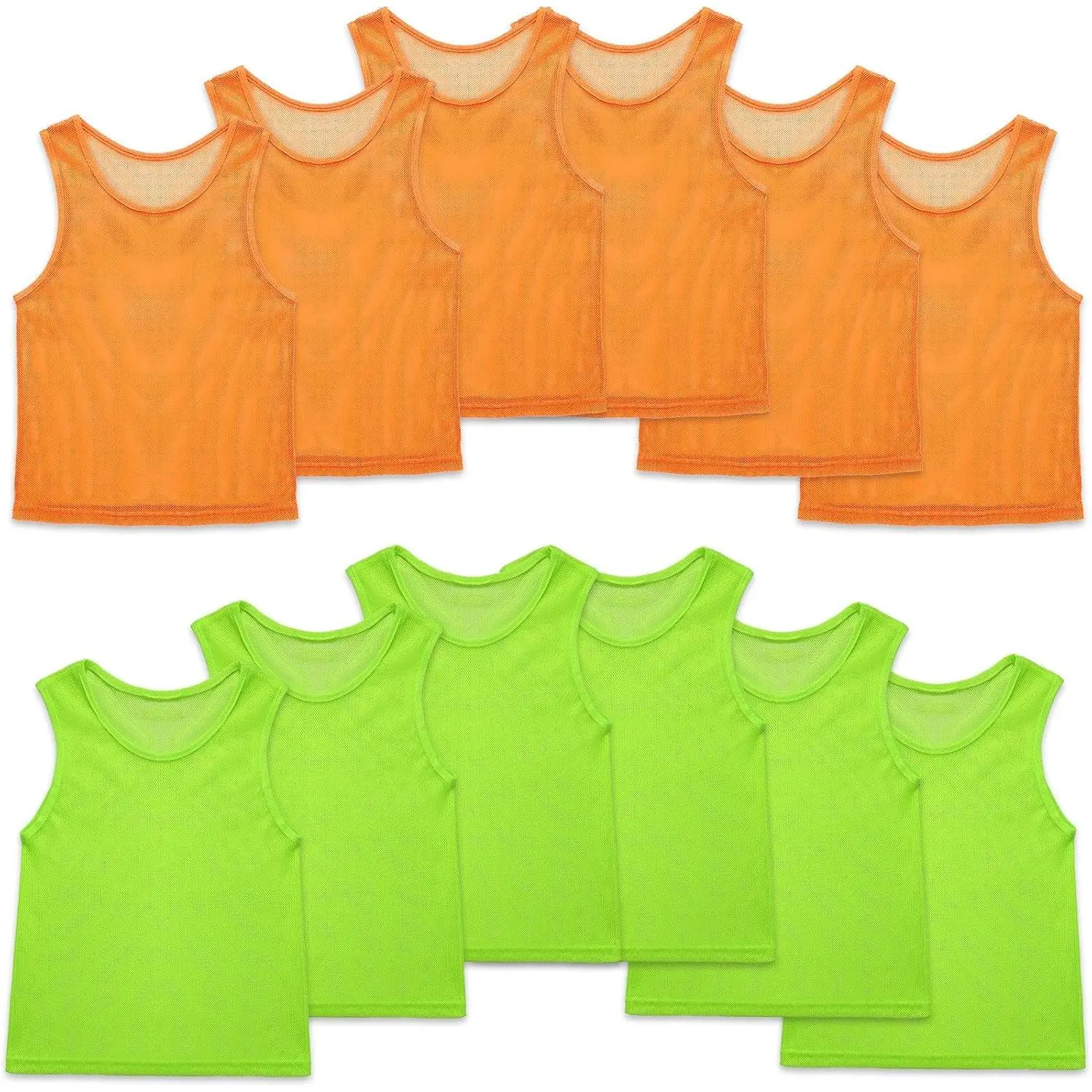 12 count Soccer Pinnies Pennies Jersey Scrimmage Vest  Practice Jersey Mesh Basketball Vest for Youth Adult