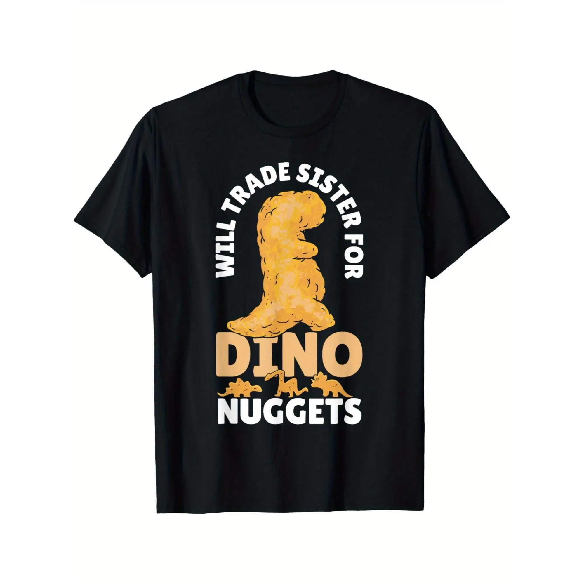 Men's Funny "Chicken for Sister" Vintage T-Shirt - Humorous Chinese Slang Print, Casual Short Sleeve Round Neck Summer Top, Ideal Birthday Gift Suitable for Men's Fashion & Daily Wear