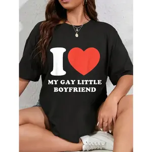 100% Cotton Unisex I Love My Gay Little Boyfriend Funny T-Shirt.,chenille,bundle