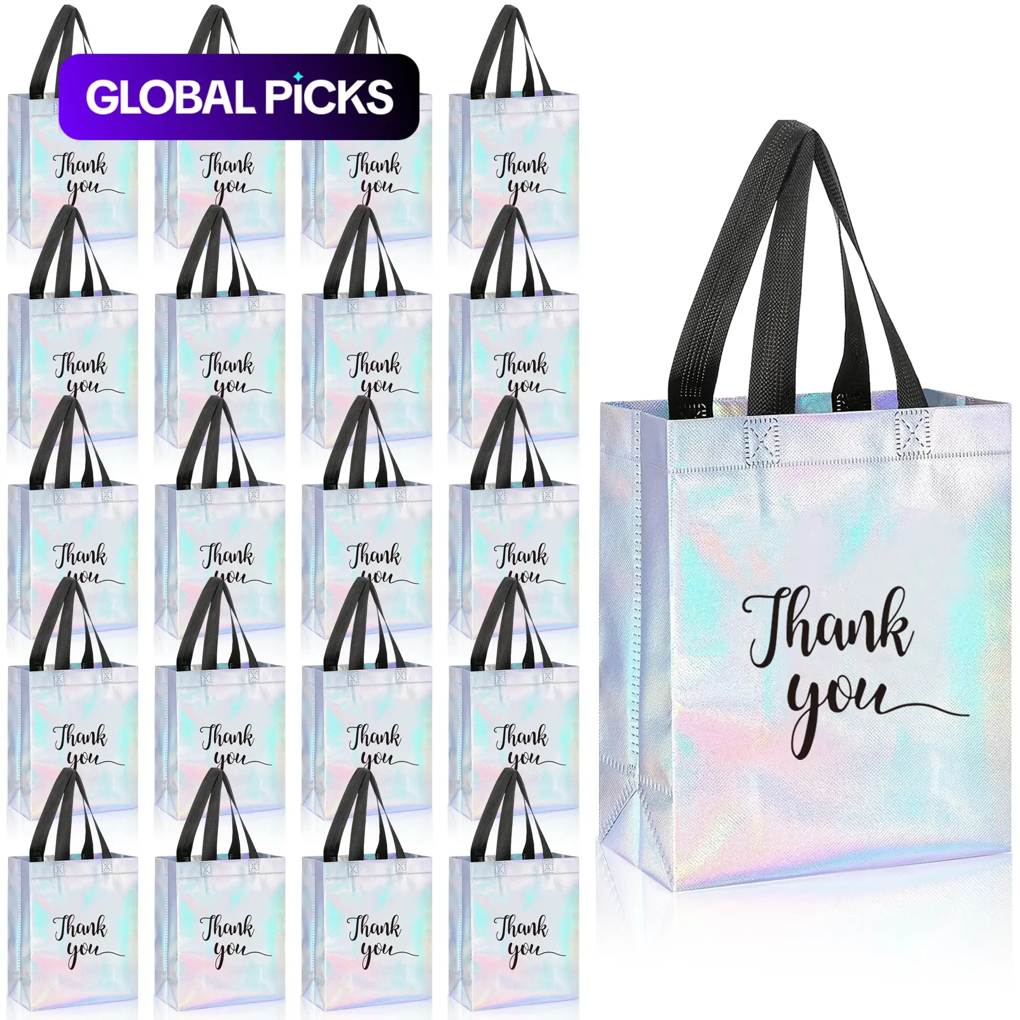 20 Thank You Gift Bags with Handles and Rainbow Glitter, Party Gift Packs, Creative Gift Packaging, Gift Wrapping, Perfect for Employee Appreciation, Teacher Gifts, Teacher Graduation, and Christmas Parties #GLOBAL PICKS