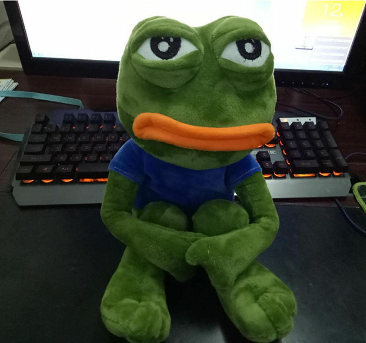 Pepe the Frog Plush Toy, Soft Sad Frog Meme Stuffed Doll, Cute Internet Sensation Plushie Gift for Meme Lovers & Kids