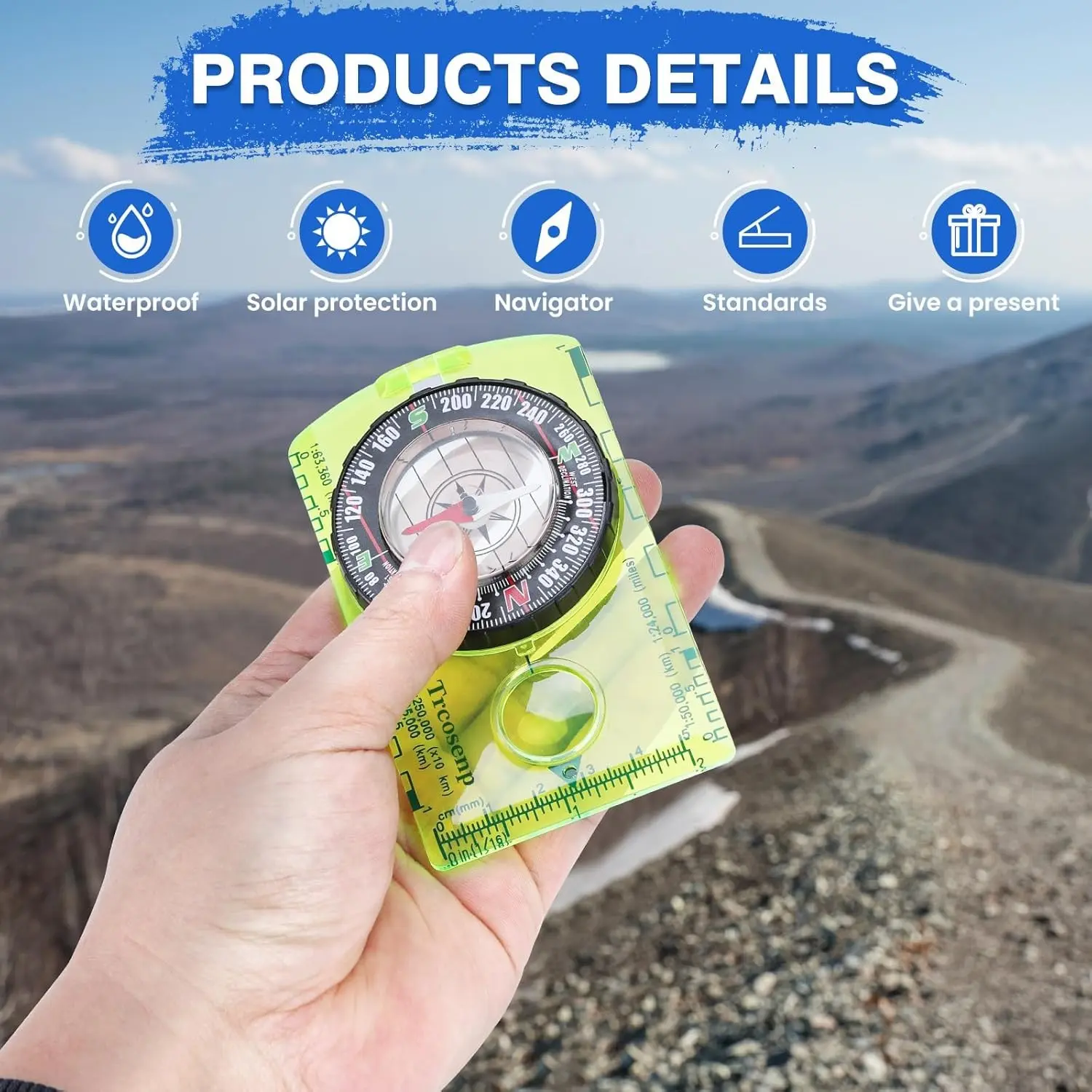 Compass for Hiking Survival, Magnetic Gear Set with Navigation Map, Essential for Backpacking, Camping, Hunting, Outdoor Activities