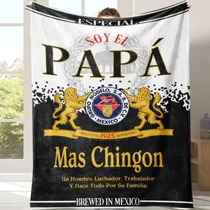 Papa Letter Print Flannel Throw Blanket, 1 Count Soft Cozy Warm Nap Blanket for Air-Conditioned Room, Home Office Travel Camping, Gift for Adults and Children, Kid Room Decor, Father's Day Gift
