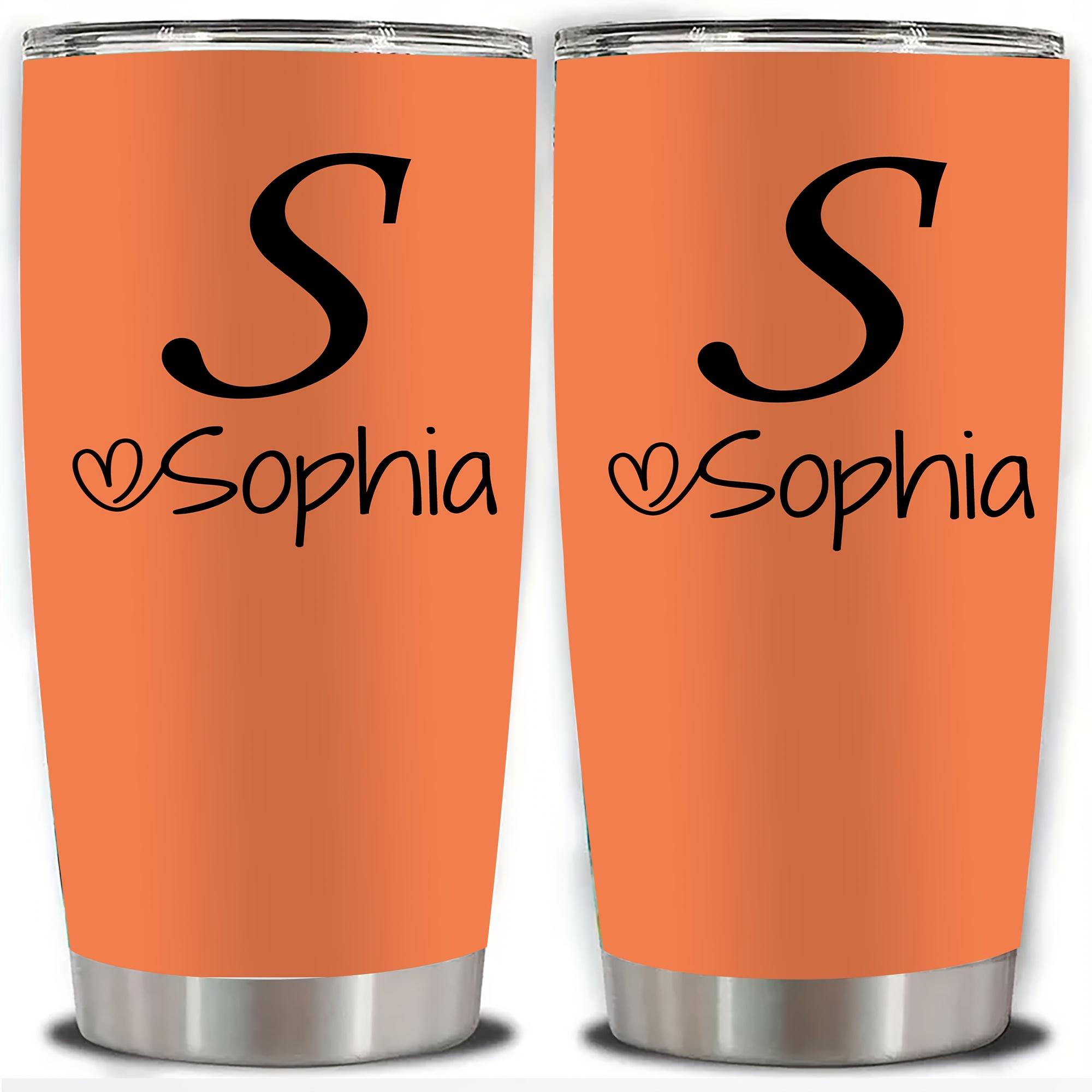 Personalized Stainless Steel Tumbler 20oz - Custom Name/Initials/Text - Double-Wall Insulated Cup with Leakproof Lid & Elegant Cursive Lettering - White with Black Lettering - Ideal Gift for Valentine's, Birthday, Office, Travel - Ideal for Her, Him, Boss