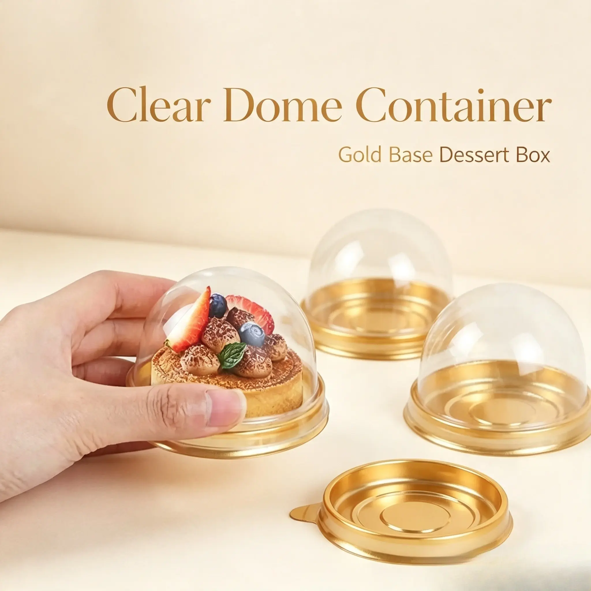 50pcs/Set Transparent Plastic Premium Cake Box With Clear Dome, Cookie Cheese Pastry & Dessert Display Stand,For Wedding Birthday Party, Baking Gifts, Baking Supplies Kit, Baking Tools, Baking Accessories, Baking Essentials