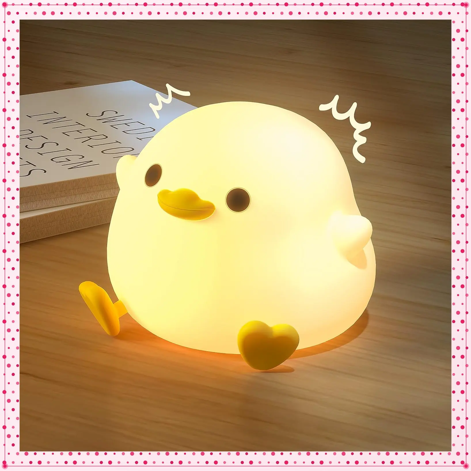 LED Cute Bean Duck Night Light, DoDo Duck Silicone Nursery Night Light Squishy Dimmable Rechargeable Table Bedside Lamp with Touch Sensor for Bedrooms, Living Room Unique Dorm Decor Gift ToyGift