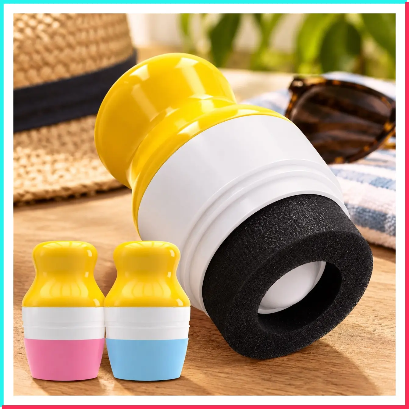 Sunscreen Applicator – Blue & Pink Duo – BPA-Free Refillable Roll-on Sponge for Sunscreens & Lotions – For Kids, Adults & Families – 3.4Fl Oz – Perfect for Travel