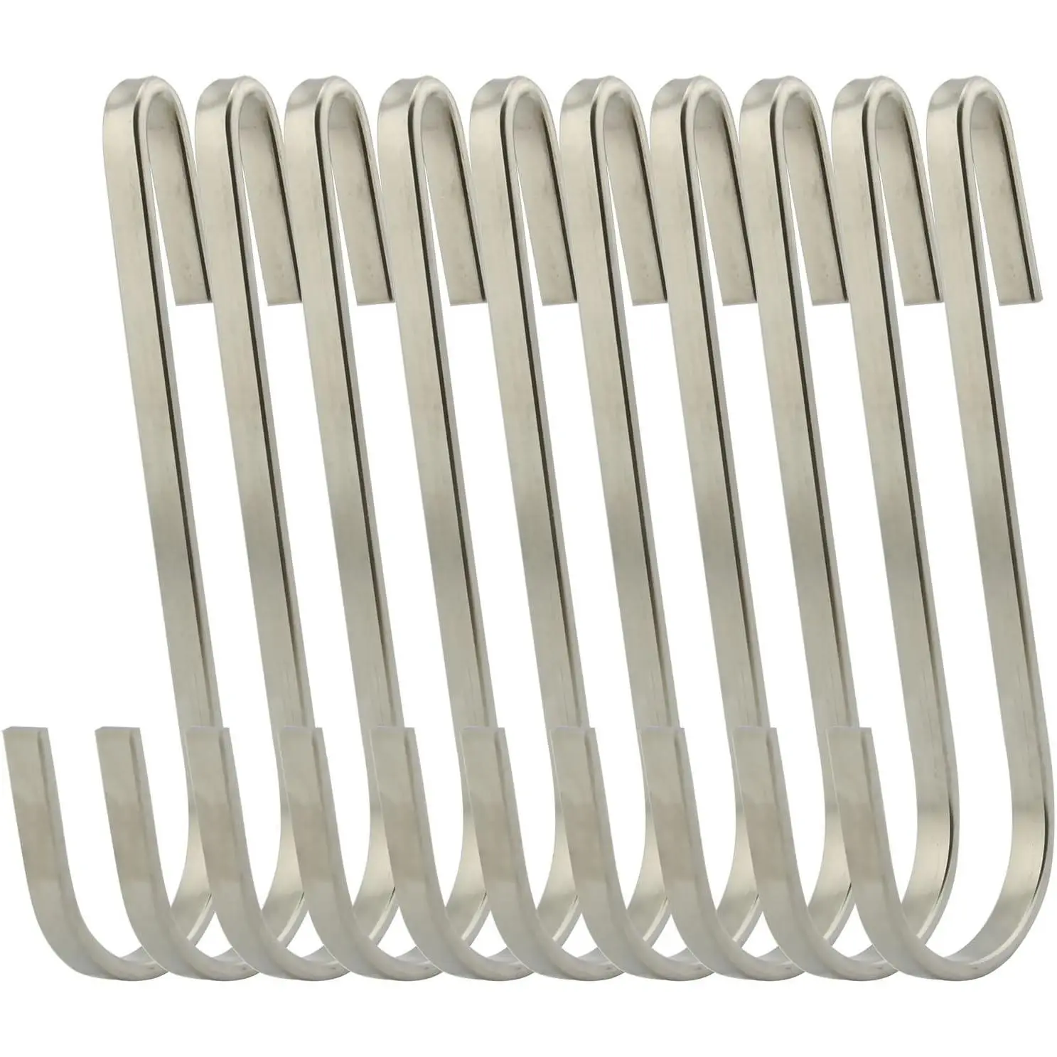 Flat Style  Stainless Steel S Hook Cookware  Pot Rack Hooks Sturdy  Hooks - Multiple uses for Kitchenware, Pots, Utensils, , Towels - Set of 10