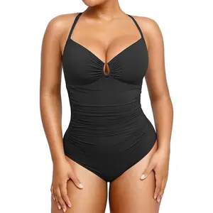 Women's U-Ring Slimming 1-Piece Swimsuit, Stylish Tummy Control Swimwear for Curve Sculpting & Figure-Flattering Fit