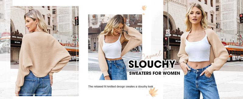 Women's Bolero Shrug Sweater 2025 Knitted Long Sleeve Open Front Cropped Cardigan Shrugs Sweaters Y2K Tops