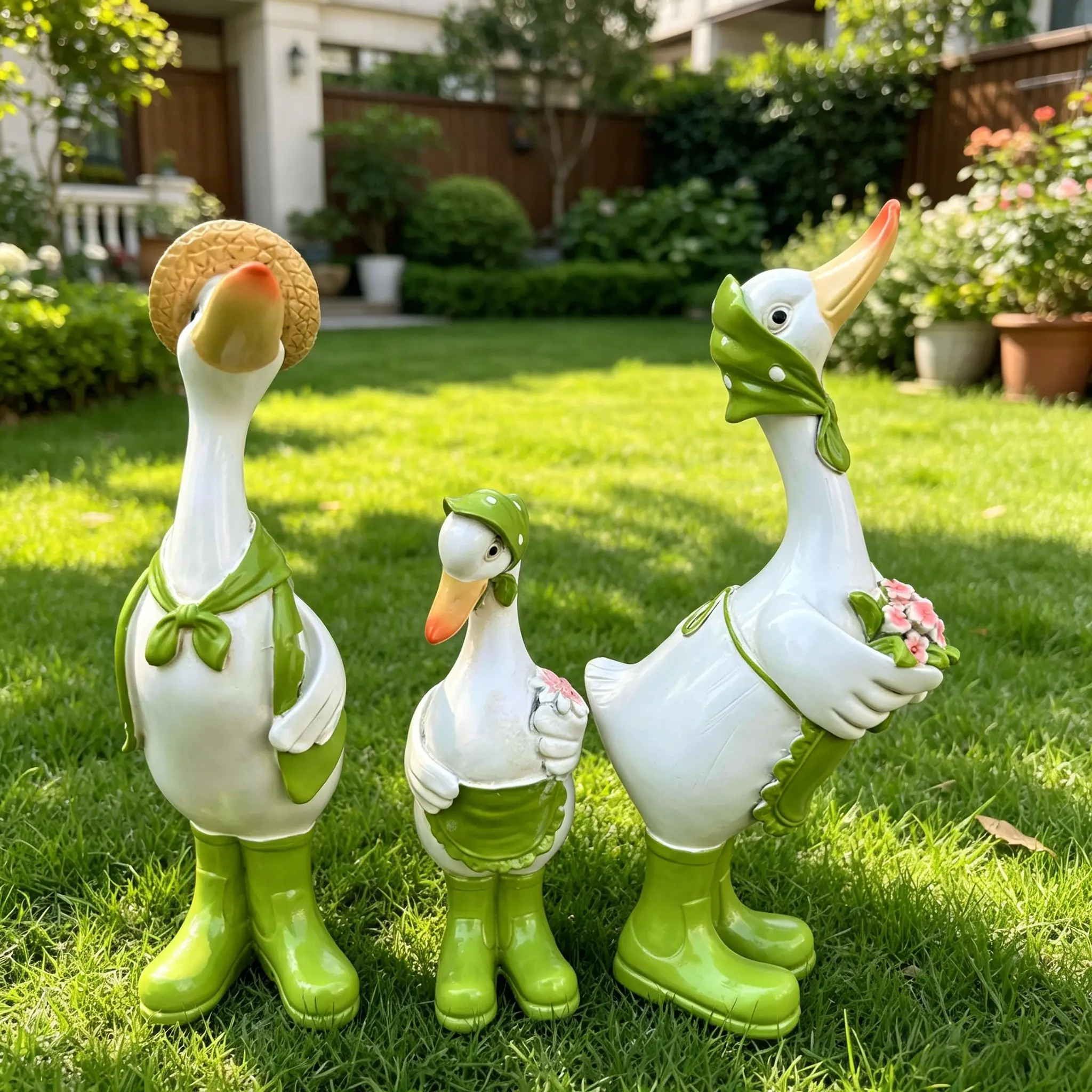3pcs Cartoon Duck Resin Sculpture, Cute Animal Decorations for Backyard Lawn Garden, Garden Accessories, Outdoor Landscape Art Craft, Home Ornament Statue, Resin Figurine Statue