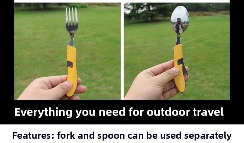 Portable Stainless Steel Cutlery Set for Travel Camping Knife Fork Spoon 3 in 1 Folding Utensils Outdoor Multi - Function Cutlery