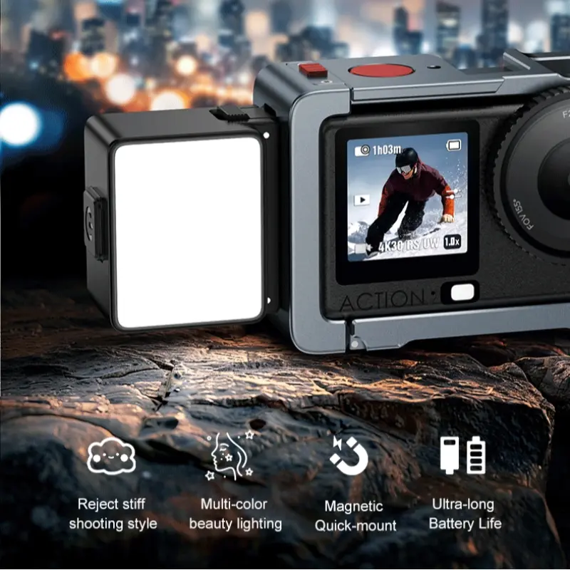 Portable Magnetic Light for Dji Action 5 Pro/4/6, Quick Detachable Vlog Lighting, Sports Camera Accessory, Light Accessories, Street Photography Kit, Photography Supplies