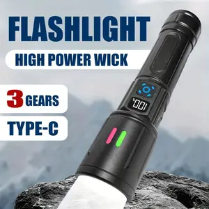 SKYWOLFEYE L620 Rechargeable LED Flashlight with Laser, High Lumen Tactical Flashlight Super Bright, Smart Digital Power Display Zoomable EDC Pocket Flashlight Torch, for Camping Essentials Hunting Night Fishing and Car Emergency Tool