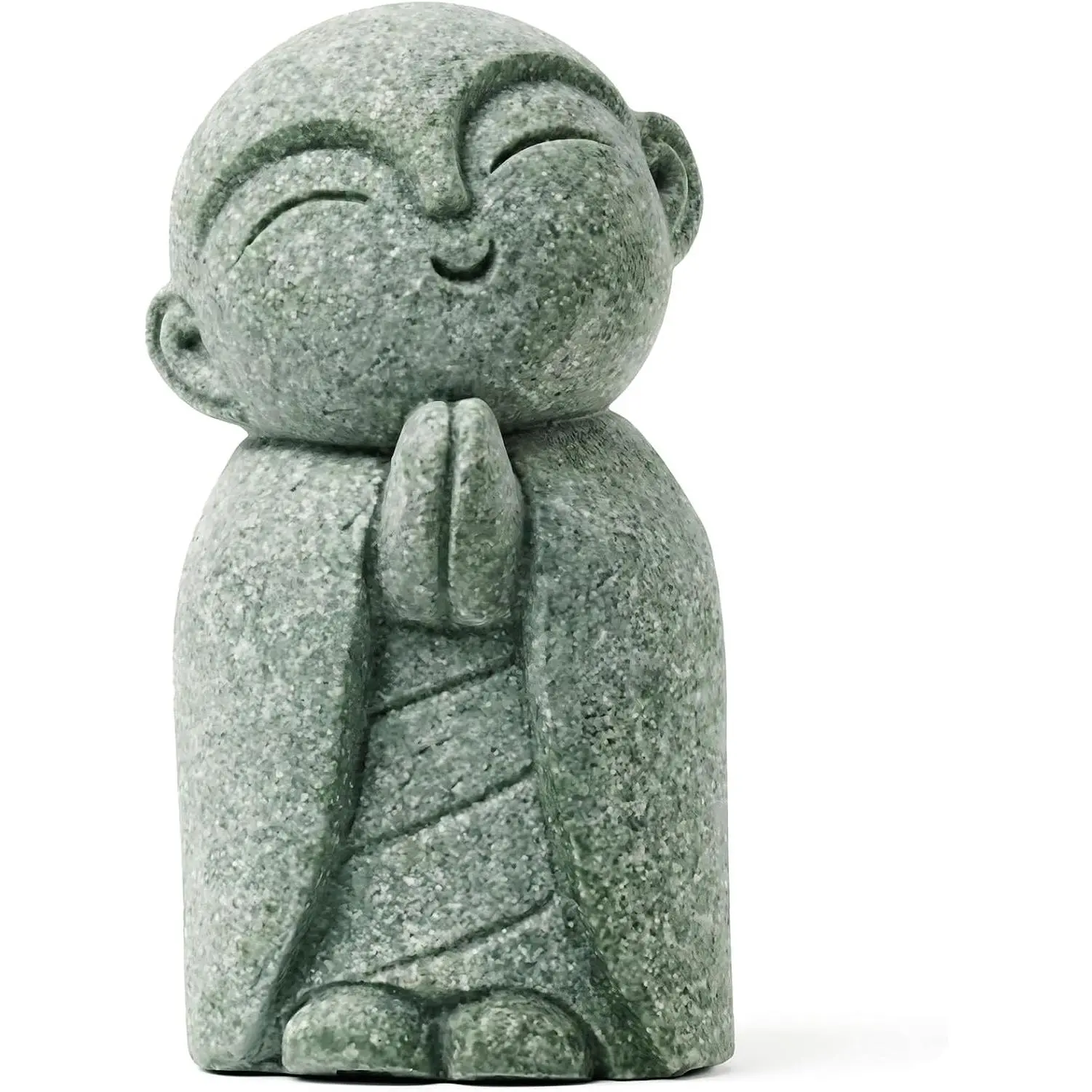 Jizo Statue, Little Monk Buddha Figurines for Zen Garden and Aquarium,  Sandstone Sculpture with Tilt Smile, Meditation Decor for  Office Desk, Grey (Jizo Monk)