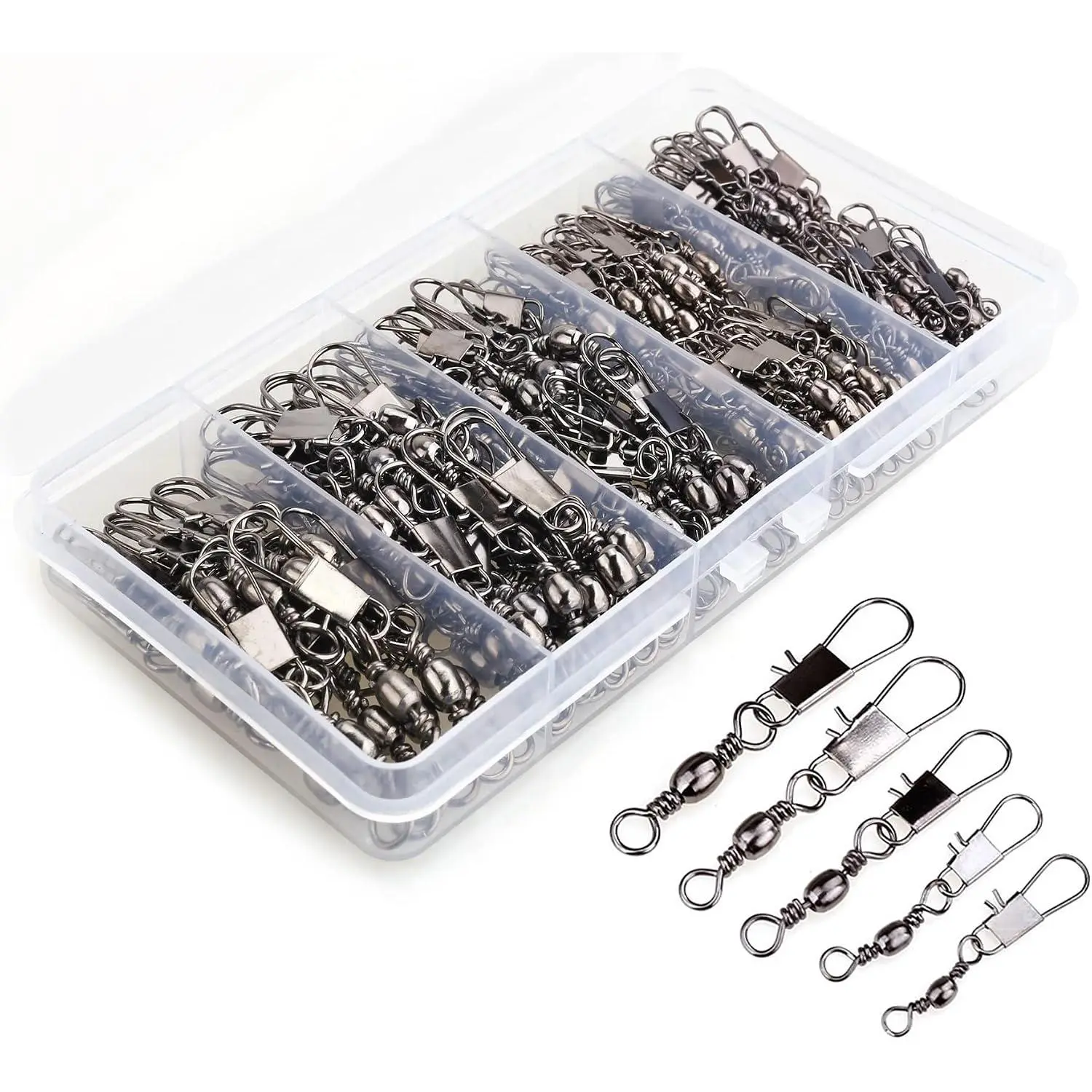 Fishing Swivels Snap Swivels Barrel Swivels with Snaps | coastlock snap, secure lock, 360° rotation, anti line twist, quick lure swap, 5 sizes, saltwater & freshwater fishing tackle