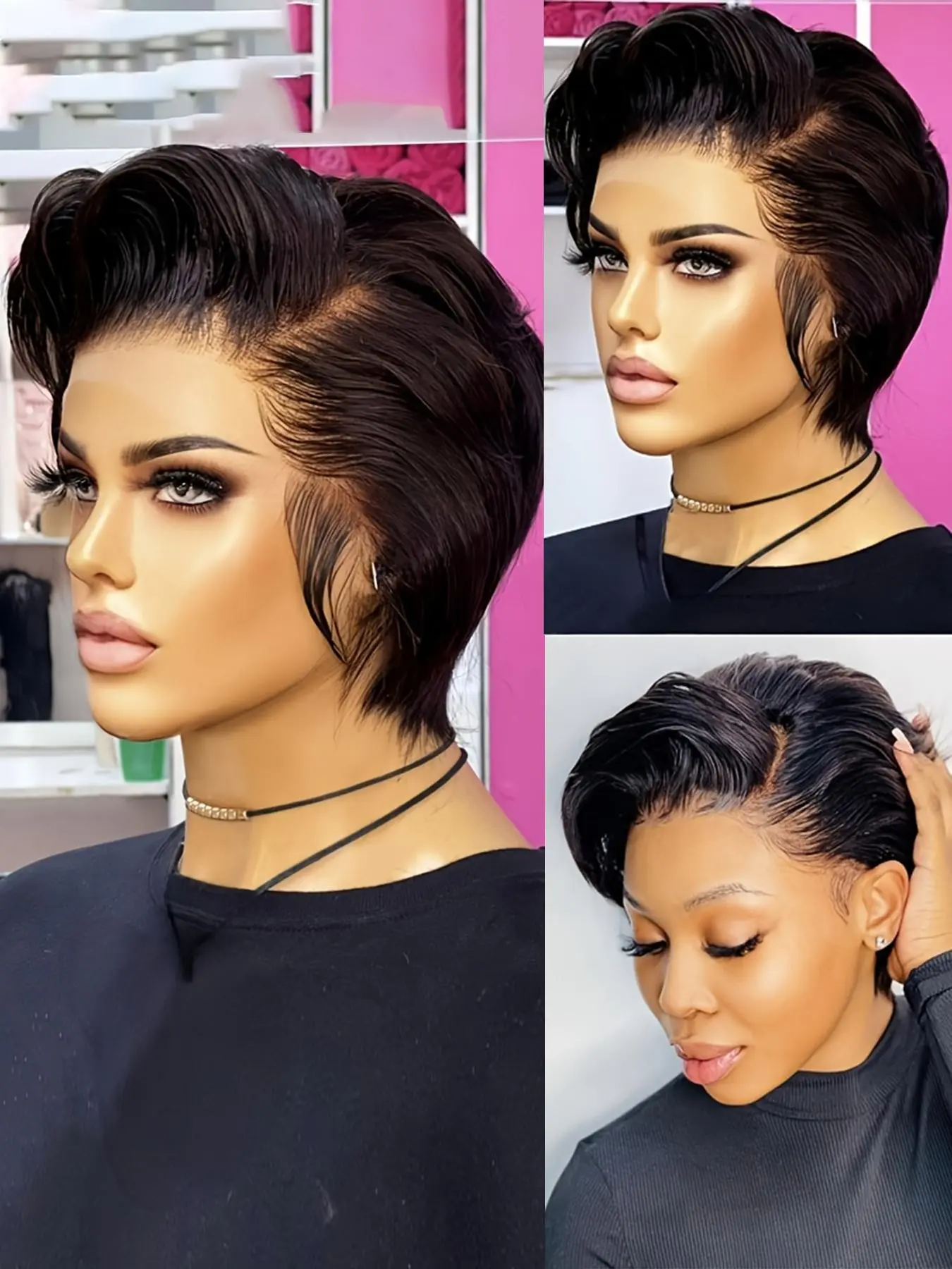 Straight Short Human Hair Wig for Women 13x4 Transparent Lace Frontal Wig 150% Density 6 Inch