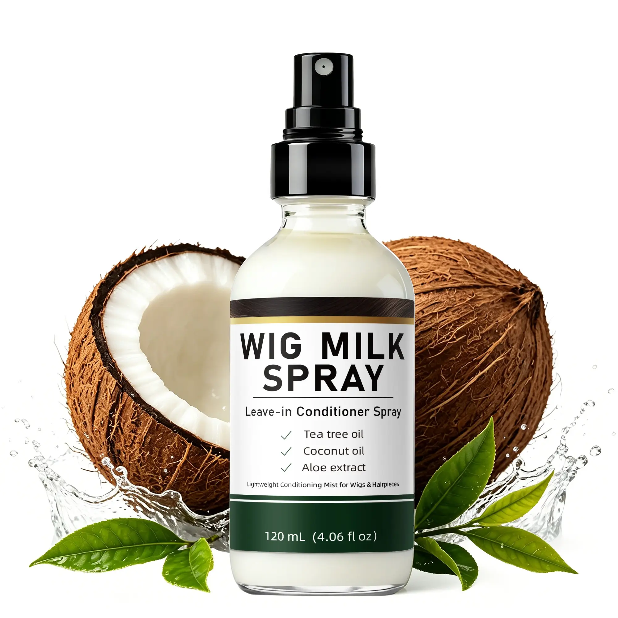 Synthetic Hair Milk Spray Conditioner, Two-In-One Moisturizing No-Rinse Hair Care with Coconut, Tea Tree Oil, Aloe Vera, Deep Hydration Nourishment, Easy Styling, Hydrating Haircare