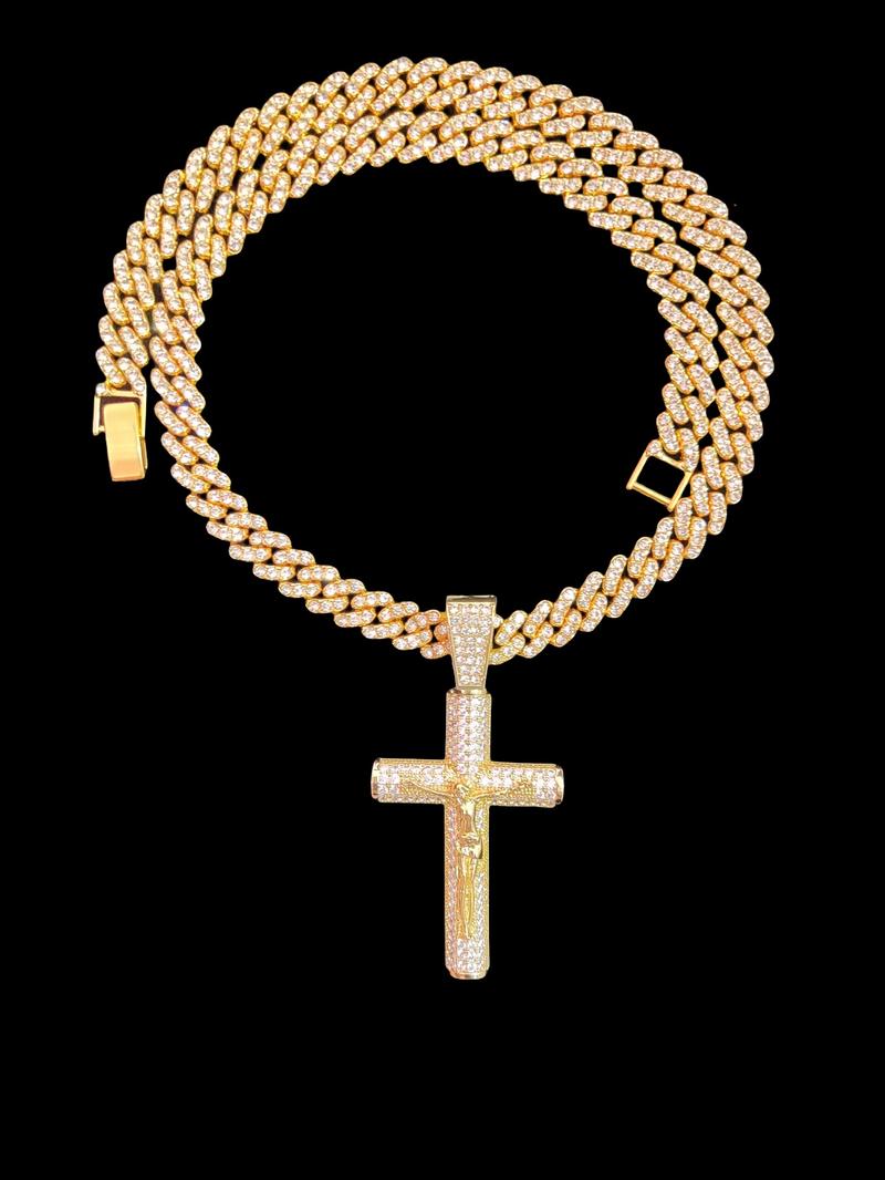 1Piece  Women Men Hiphop Cross and Jesus Shape Pendant Necklace Punk Vintage Hip Hop Iced Out Jewelry Bling Bling Necklace Is Perfect For Party Or Everyday Lovers' Gifts