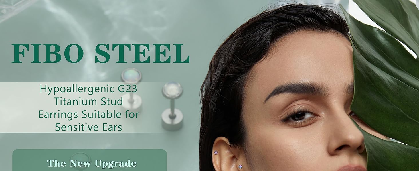 FIBO STEEL 6 Pairs G23 Titanium Flat Back Stud Earrings Set for Women Men 2/4mm Opal CZ Ball Cartilage Tragus Piercing Jewelry Hypoallergenic FIBO STEEL 6 Pairs G23 Titanium Flat Back Stud Earrings Set for Women Men 2/4mm Opal CZ Ball Cartilage Tragus Piercing Jewelry Hypoallergenic