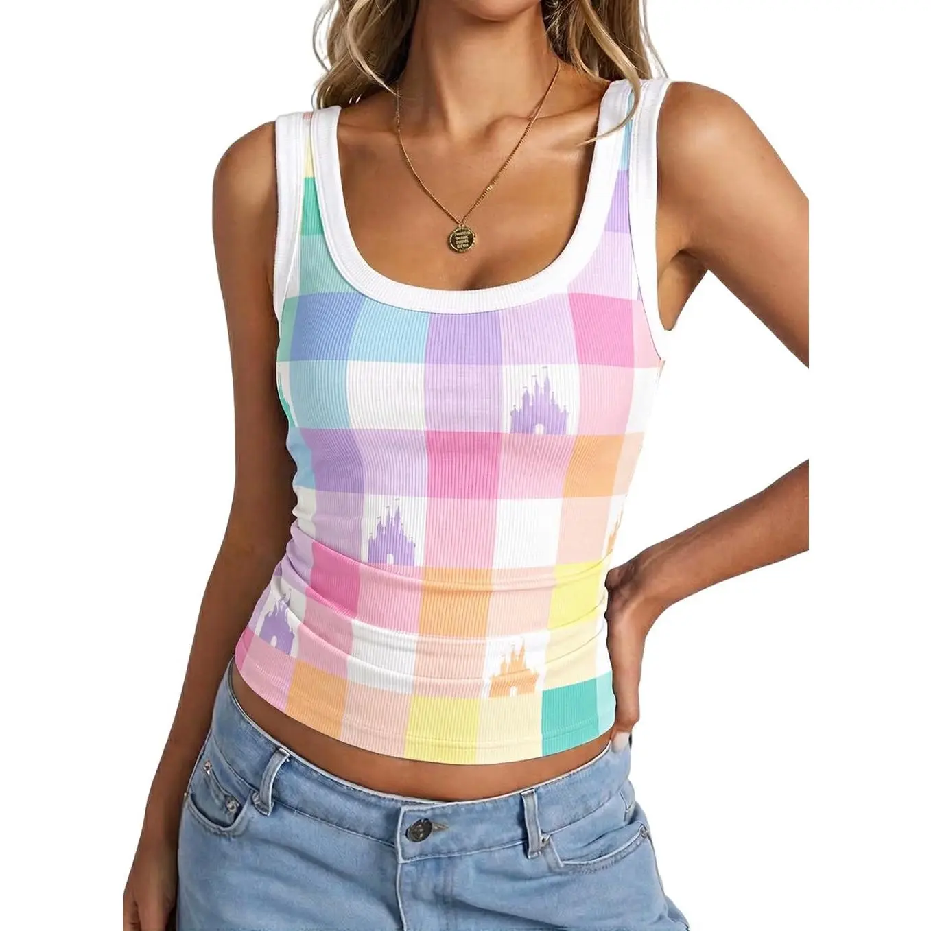 Magic Princess Tank Women Magical Castle Shirts Graphic Sleeveless Tanks| Magic Princess Tank Top Women Magical Castle Shirts Graphic Tanks Summer Holiday Vacation Sleeveless Tops