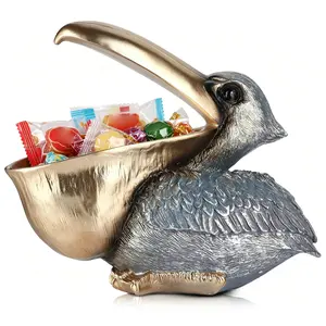 Pelican Statue Candy Dish – Decorative Resin Storage Bowl for Kitchen or Entryway – Distinctive Animal Home Decor, Multi-Functional Food Holder, Gift Idea – Elet Brand
