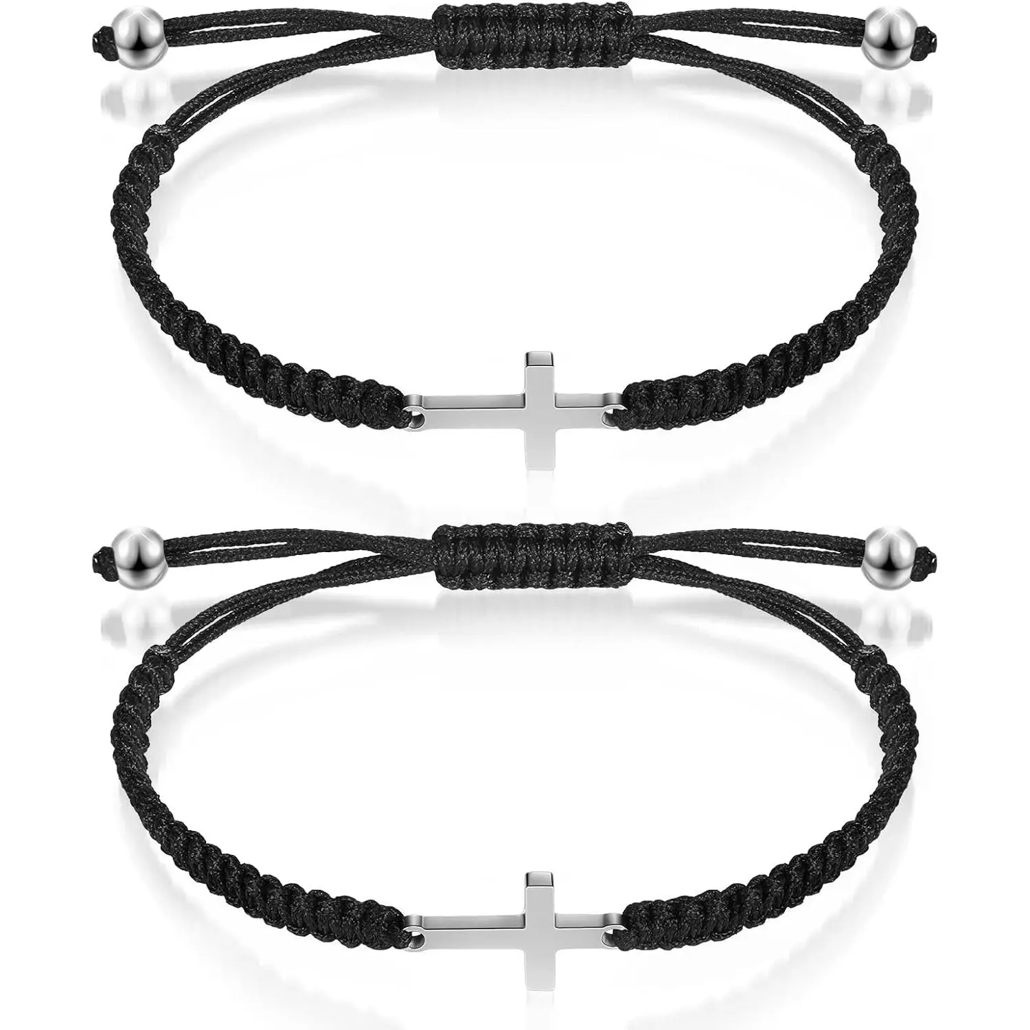 Cross Bracelet Jesus Christian Matching Couple Friendship Adjustable Bracelets for Women Men Mom Father BFF Sister First Communion Baptism Confirmation Easter Grad Christmas Gift Lucky Gifts